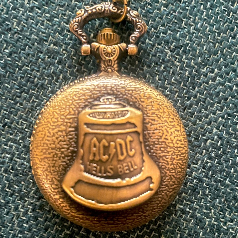 NEW! AC/DC Hell’s Bells Rock & Roll Band Pocket Watch With Chain